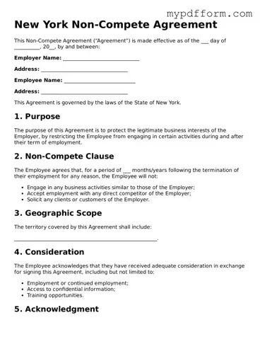 Valid  Non-compete Agreement Template for New York