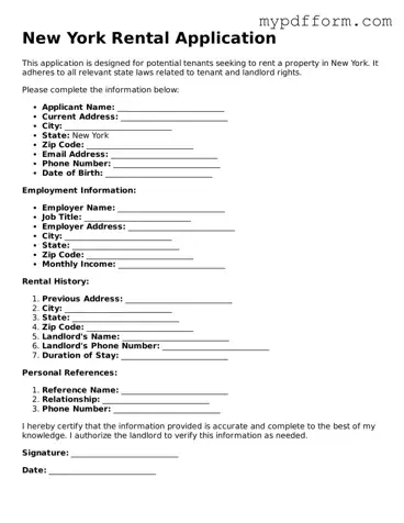 Valid  Rental Application Template for New York