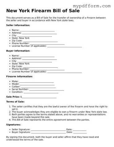 Valid  Firearm Bill of Sale Template for New York