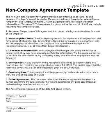 Fillable Non-compete Agreement Document