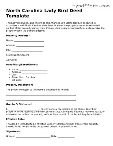 Valid  Lady Bird Deed Template for North Carolina
