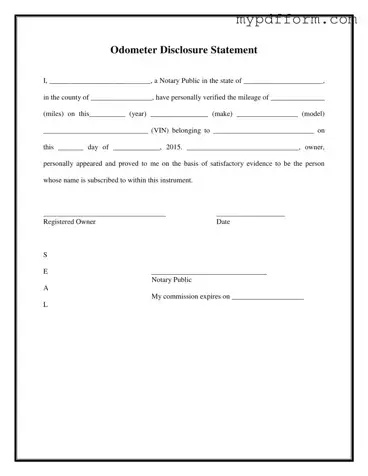 Fill in Your Notarized Odometer Statement Form