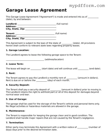 Fillable Garage Lease Agreement Document