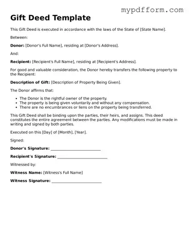 Fillable Gift Deed Document