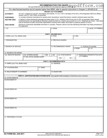 Fill in Your Da 638 Form