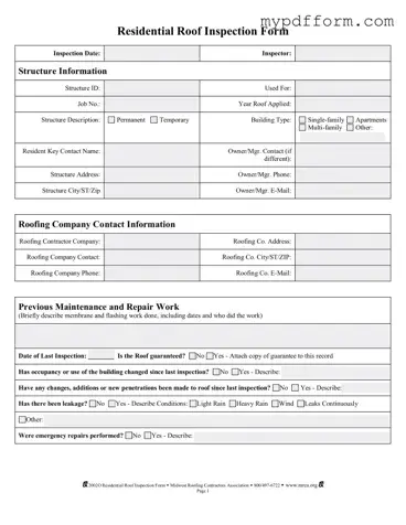 Fill in Your Roof Inspection Form