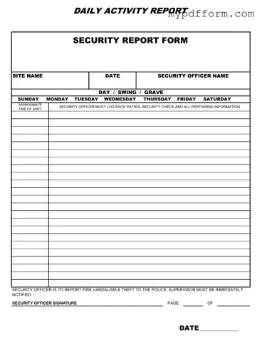 Fill in Your Security Guard Daily Report Sample Form