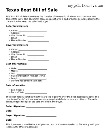 Valid  Boat Bill of Sale Template for Texas