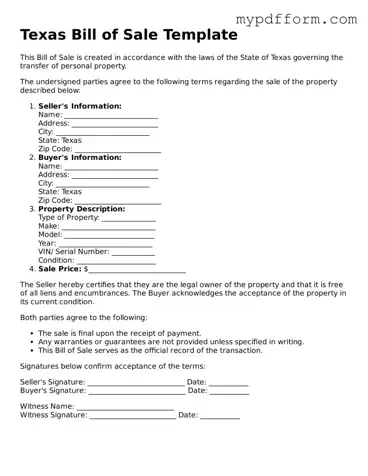 Valid  Bill of Sale Template for Texas