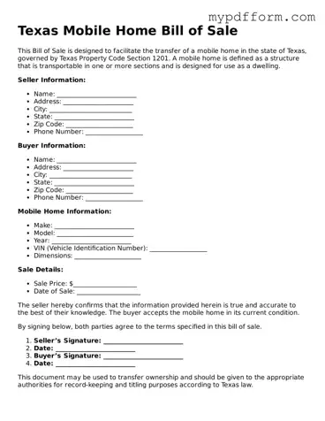 Valid  Mobile Home Bill of Sale Template for Texas