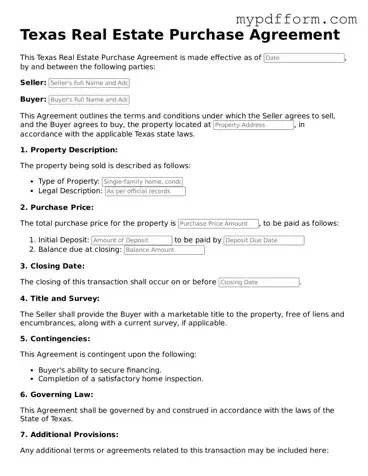 Valid  Real Estate Purchase Agreement Template for Texas