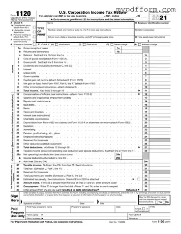 Fill in Your IRS 1120 Form