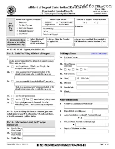 Fill in Your USCIS I-864 Form