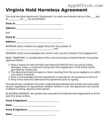 Valid  Hold Harmless Agreement Template for Virginia