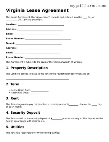 Valid  Lease Agreement Template for Virginia