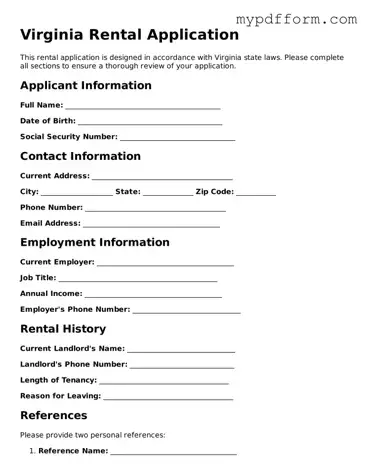 Valid  Rental Application Template for Virginia