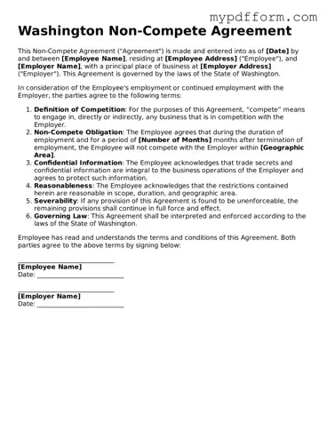 Valid  Non-compete Agreement Template for Washington
