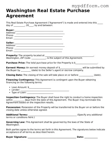 Valid  Real Estate Purchase Agreement Template for Washington