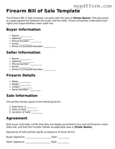 Fillable Firearm Bill of Sale Document