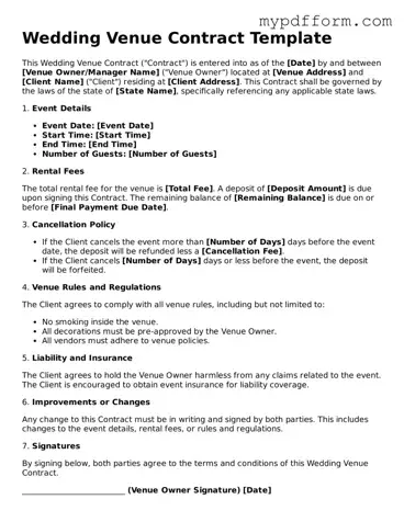 Fillable Wedding Venue Contract Document