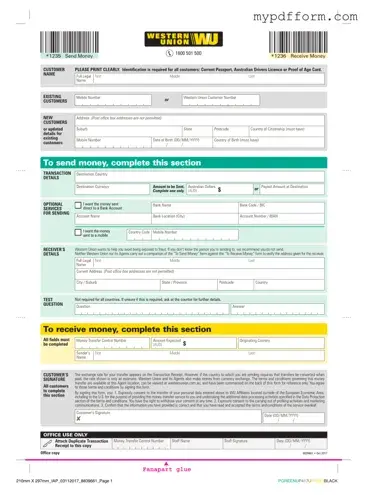 Fill in Your Western Union Form