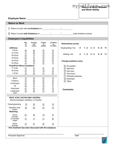 Fill in Your Work Release Form