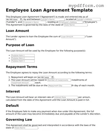 Fillable Employee Loan Agreement Document