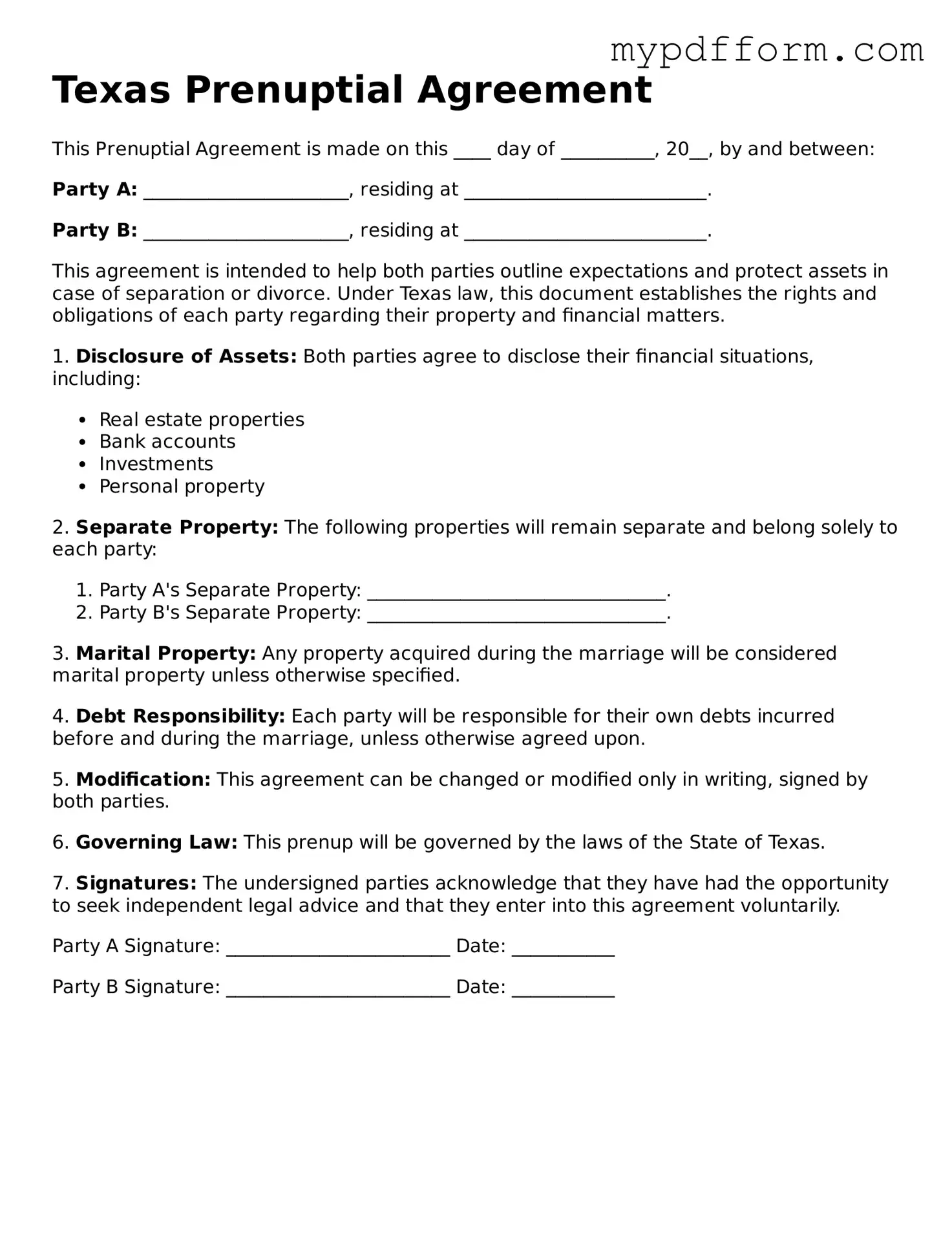 Valid  Prenuptial Agreement Template for Texas